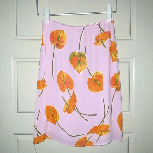 NWT Reformation Isla Skirt Luciana Purple Orange Floral Print Midi Slip Size 0 - Picture 3 of 7